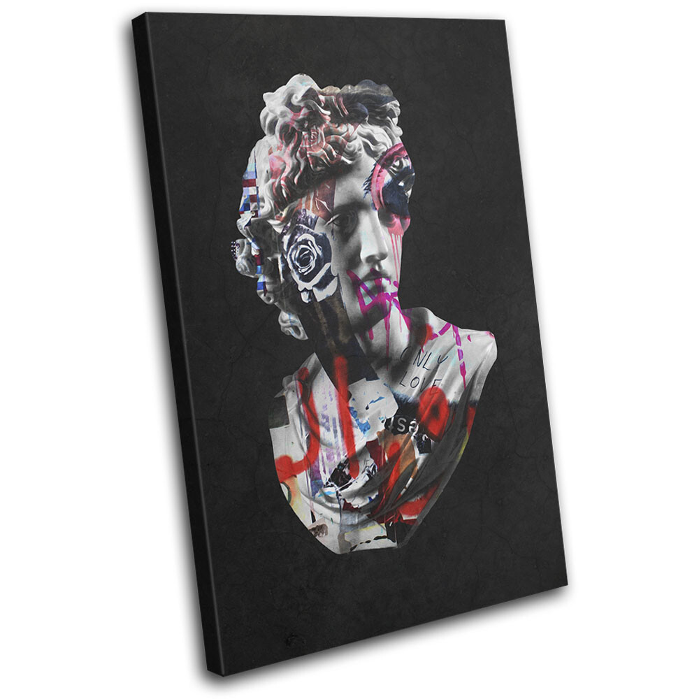 Greek Statue Abstract Graffiti Urban SINGLE CANVAS WALL ART Picture Print-image