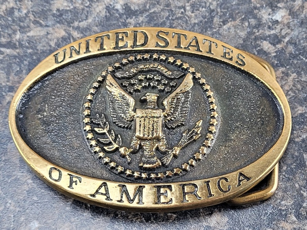 Vintage Heritage Solid Brass United States Of America Eagle Belt Buckle - BB2