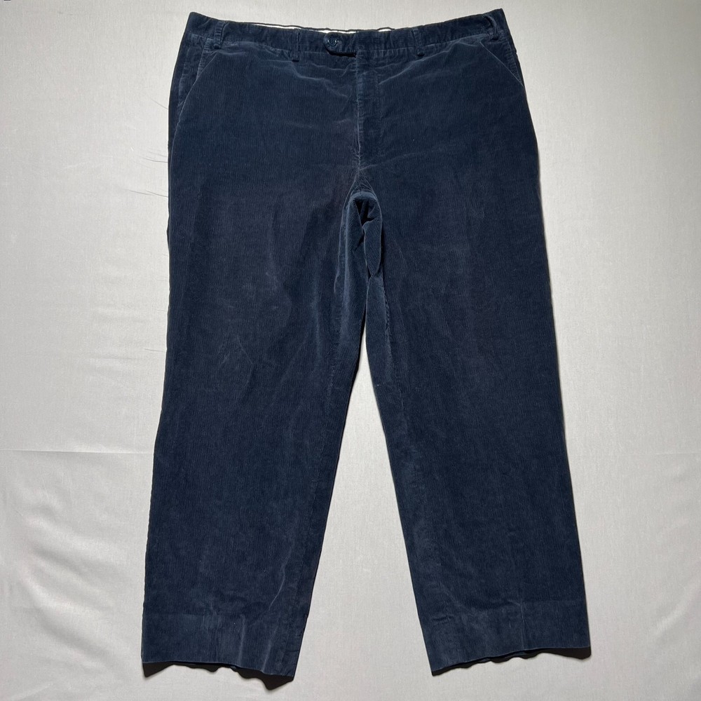 Canali Mens Navy Blue Corduroy Stretch Mid Rise Chino Trousers Pants Size 40