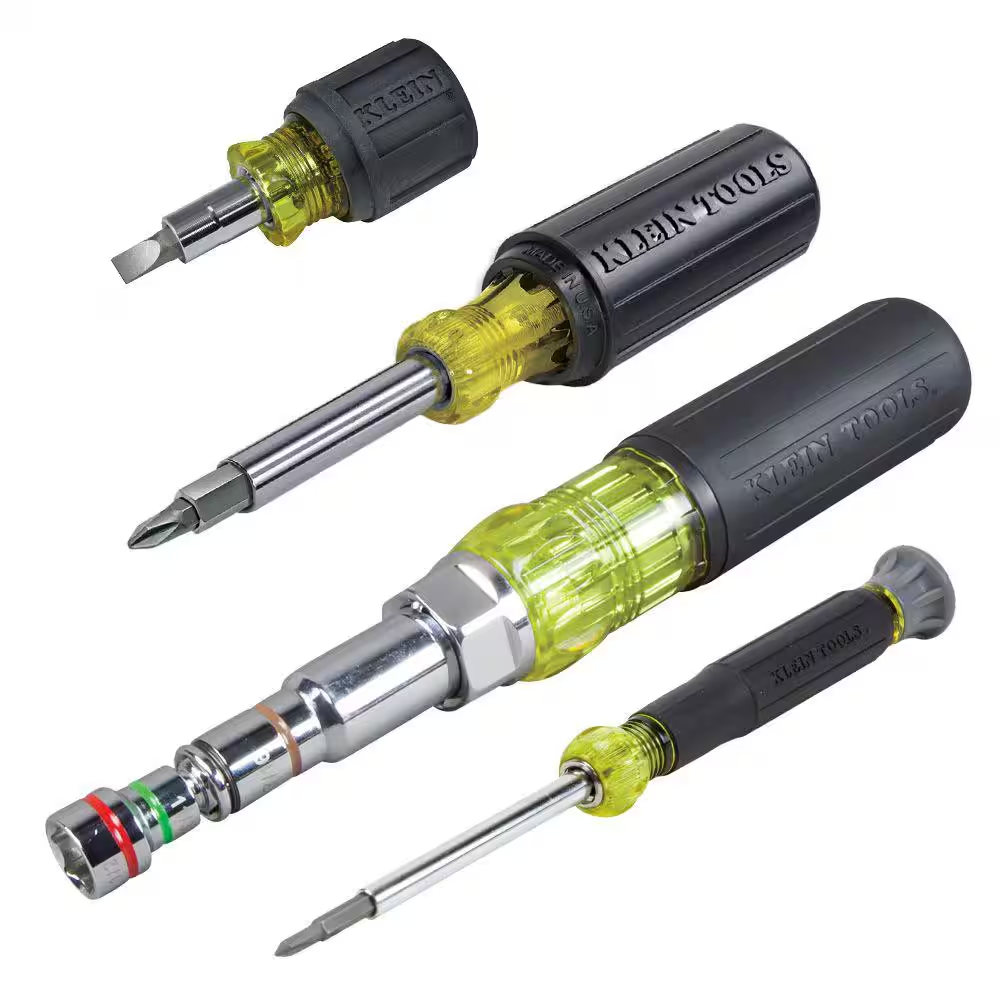 Klein Tools 4-Pc Multi-Bit Screwdriver and Nut Driver Set Durable Hand Tool Kit  