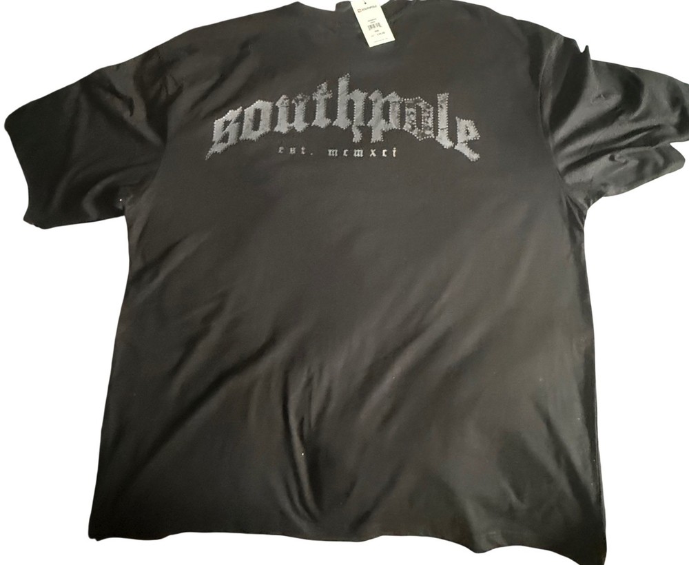 NWT Southpole Premium Mens T Shirt Y2K Spellout Black Logo Streetwear Grunge 4XB