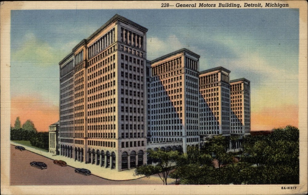General Motors Building Detroit Michigan vintage postcard m833