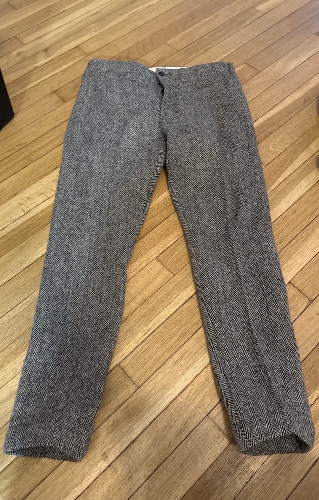 RRL Double RL Harris Tweed Herringbone Officer’s Chinos Black and Cream 32x30