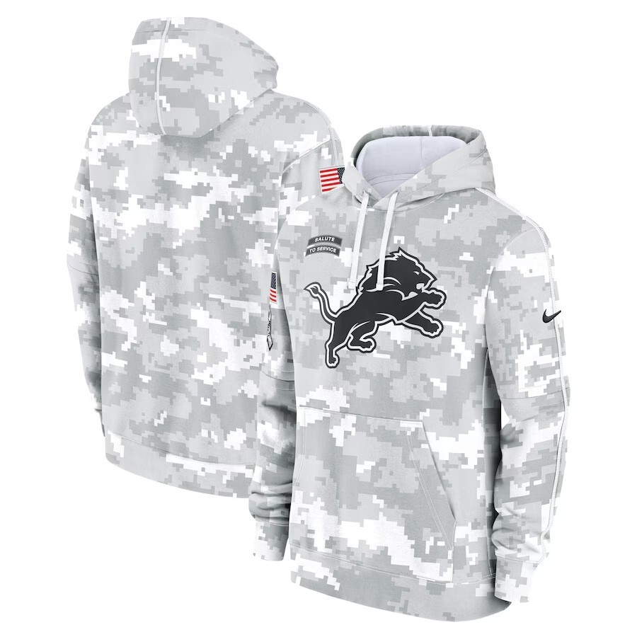 Men's Detroit Lions Arctic Camo Salute to Service Club Fleece Pullover Hoodie