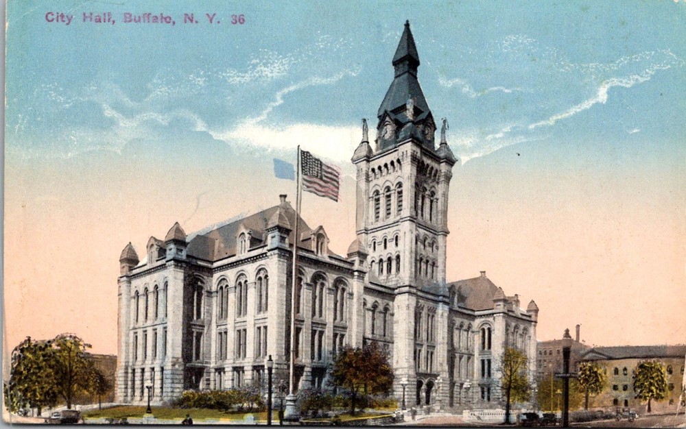 Buffalo NY-New York, City And County Hall, Antique, Vintage Souvenir Postcard