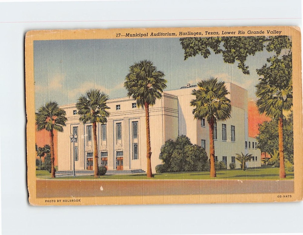 Postcard Municipal Auditorium Harlingen Texas USA