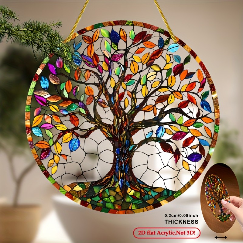 8x8 Tree of Life Suncatcher Round Acrylic Nature Lovers Gift