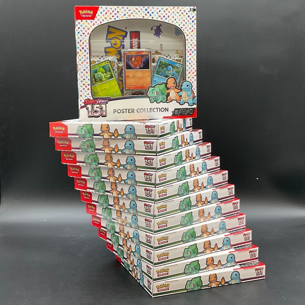 Lot of (12) Pokemon TCG 151 MEW EN Poster Collection Boxes SEALED NEWPROBSTEIN123 is actively accepting CONSIGNMENTS !!