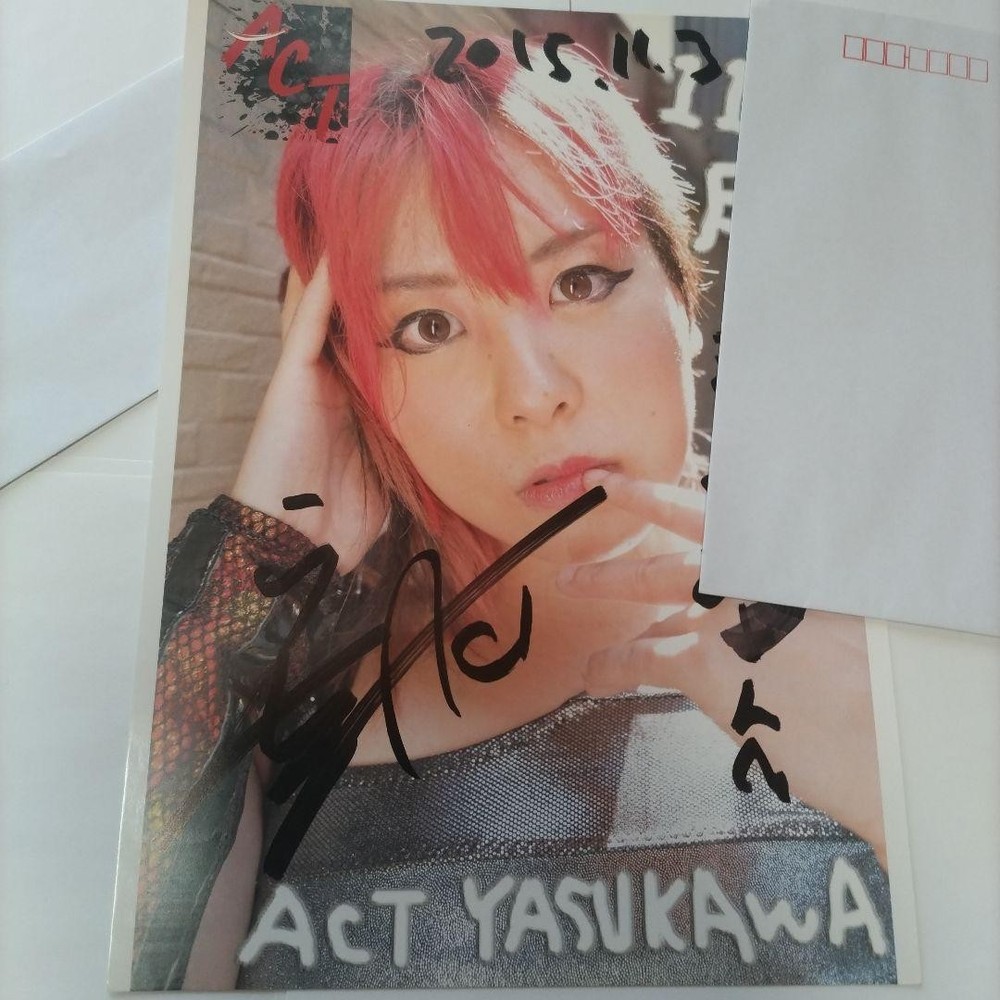 Yasukawa Akito Signed Portrait Stardom Pro Wrestling Photo Autograph Japan