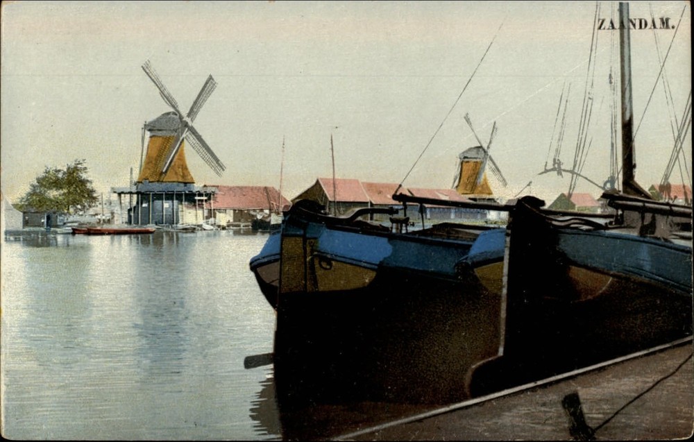 Windmills Zaandam North Holland Netherlands vintage postcard s619