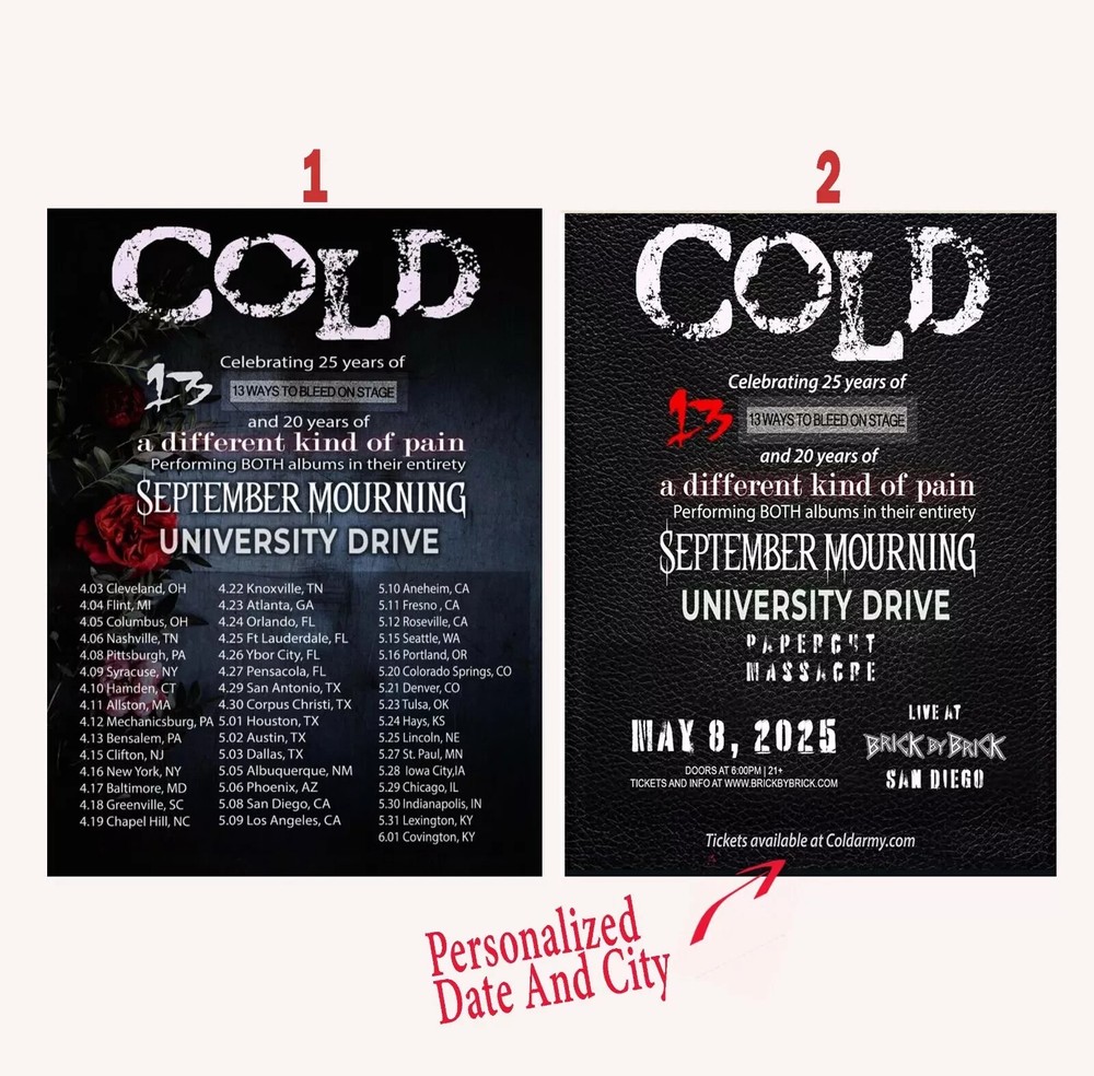 Custom Cold Tour 2025 Poster Wall Art Decor for Fans