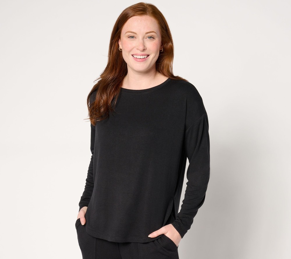 Anybody Women's Top Plus Sz 3X h Knit Round Neck Black A671775