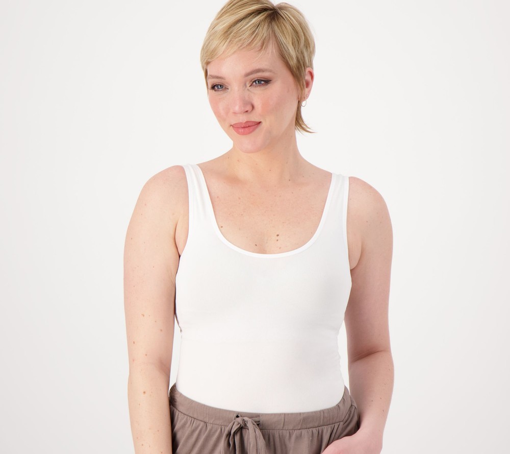 Anybody Women's Top Sz L Intimates Reversible Neckline Tank White A586581