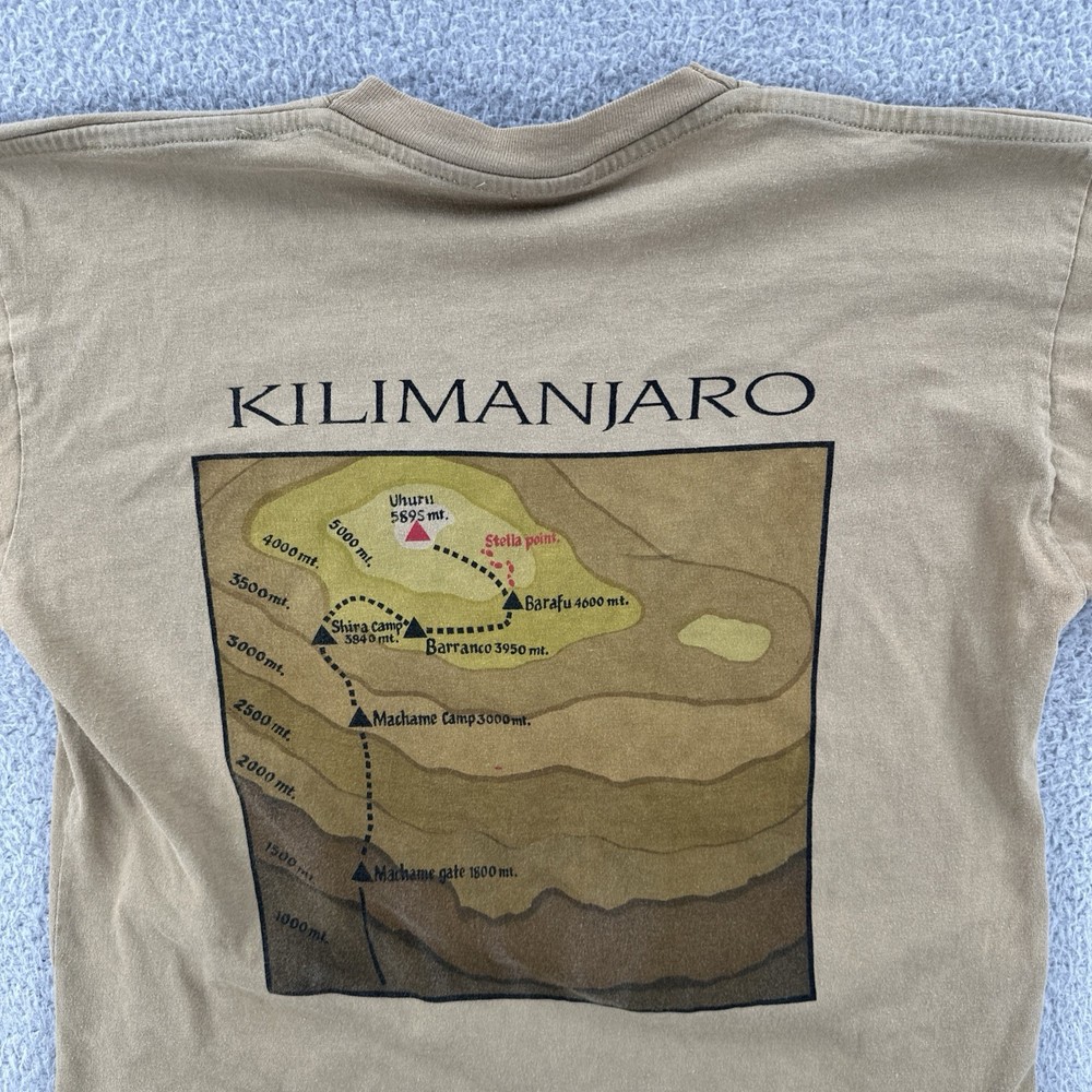 Vintage Kilimanjaro Men’s Small Brown T Shirt Mount Kilimanjaro Tanzania Africa