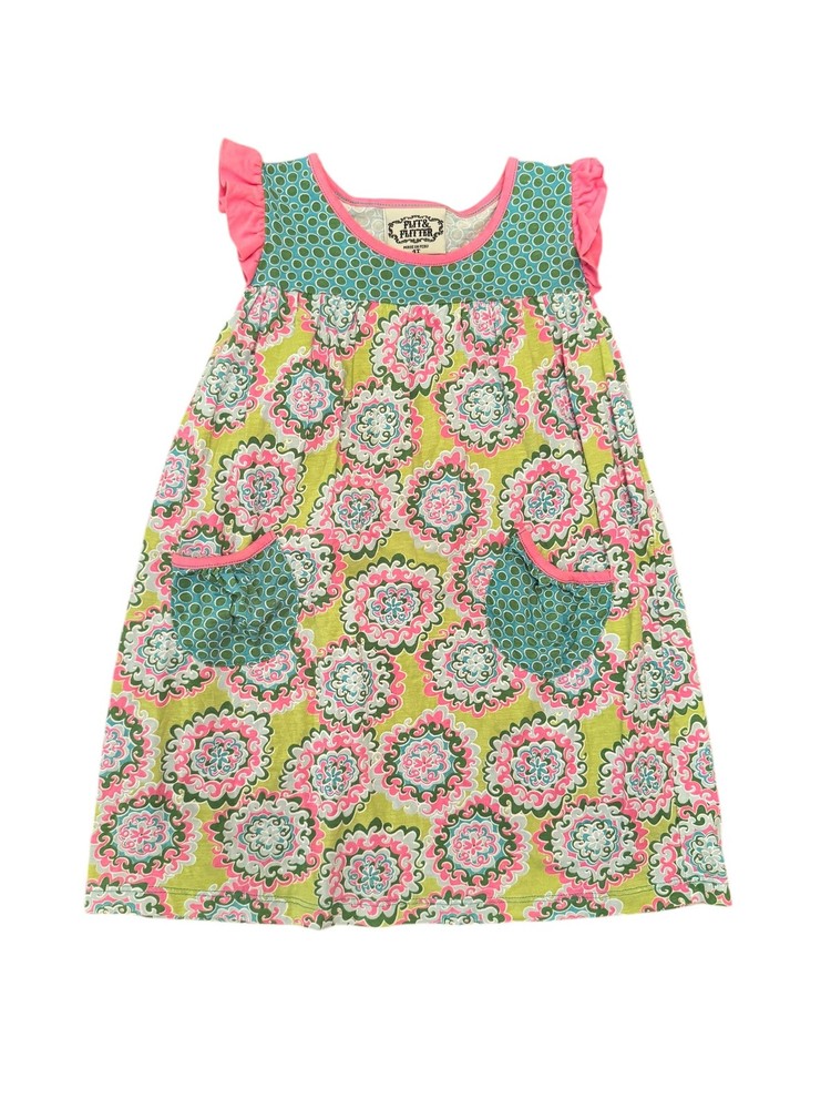 Flit & Flitter Mixed Print Multicolor Boutique Dress Girls Size 4T