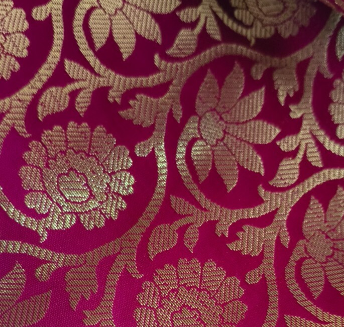 Silk pink brocade Fabric by the yard jacquard fabric, Upholstery Fabric