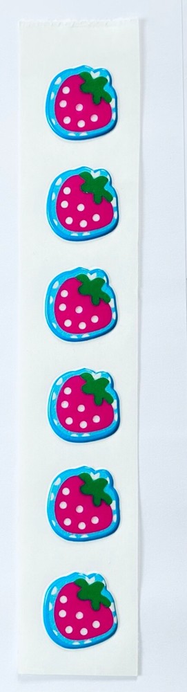 Vintage Puffy Scratch N Sniff BERRY PINK STRAWBERRY Stickers Vinyl Smell!