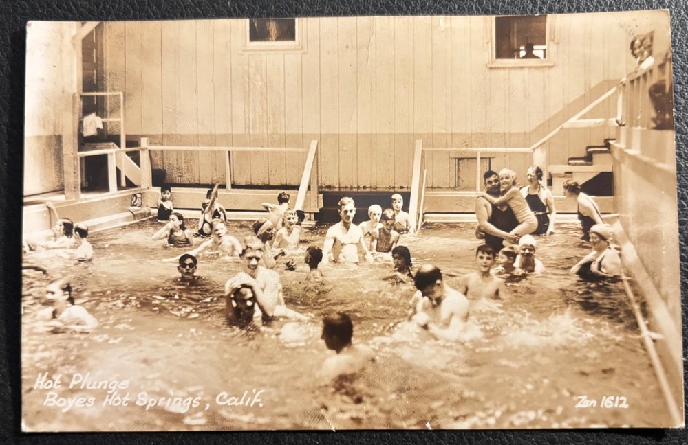 Boyes Hot Springs California Hot Plunge Bathers Zan EKC RPPC 1942 Postmark