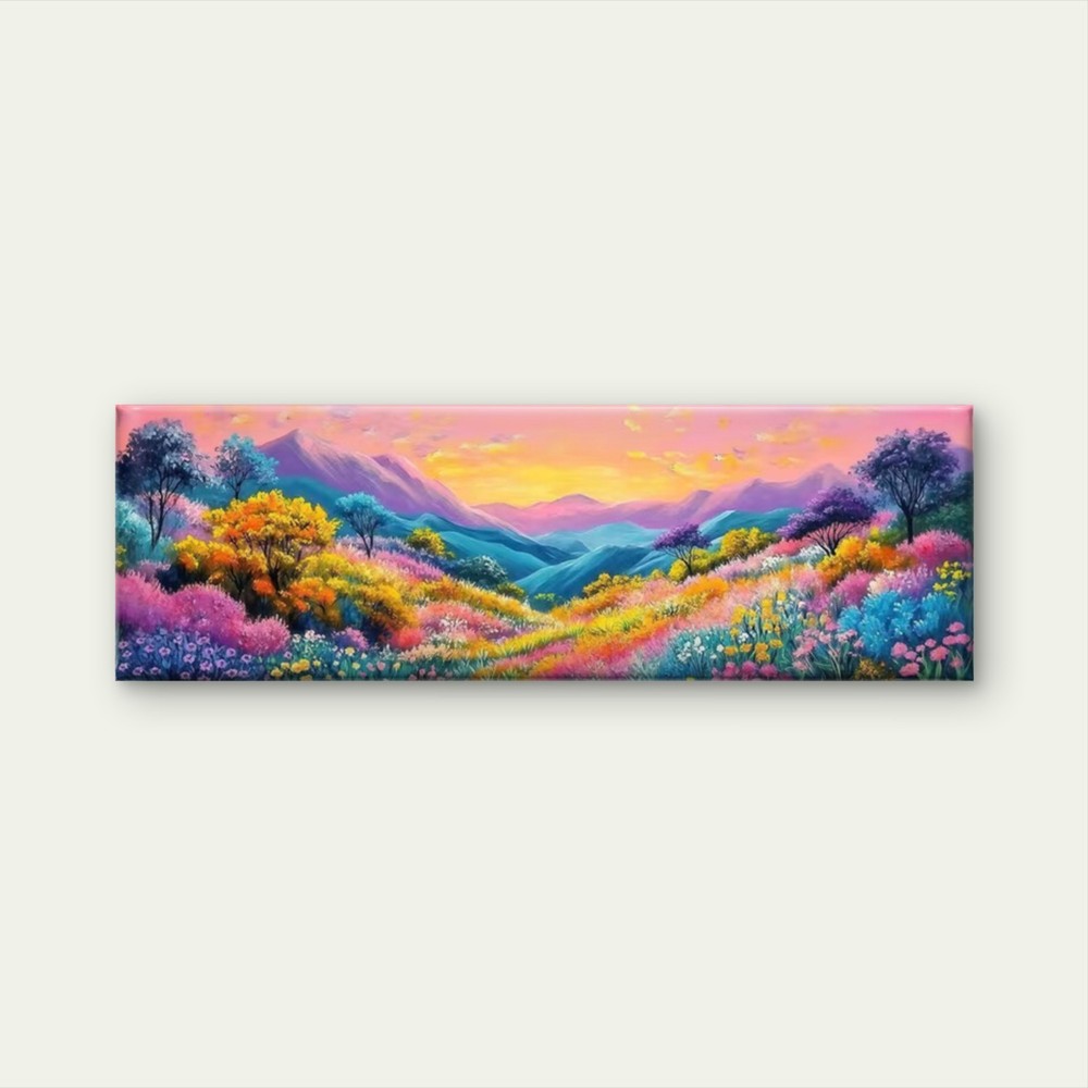 Panoramic Classic Wildflower Mountain Landscape Canvas Print Wall Art Home Decor