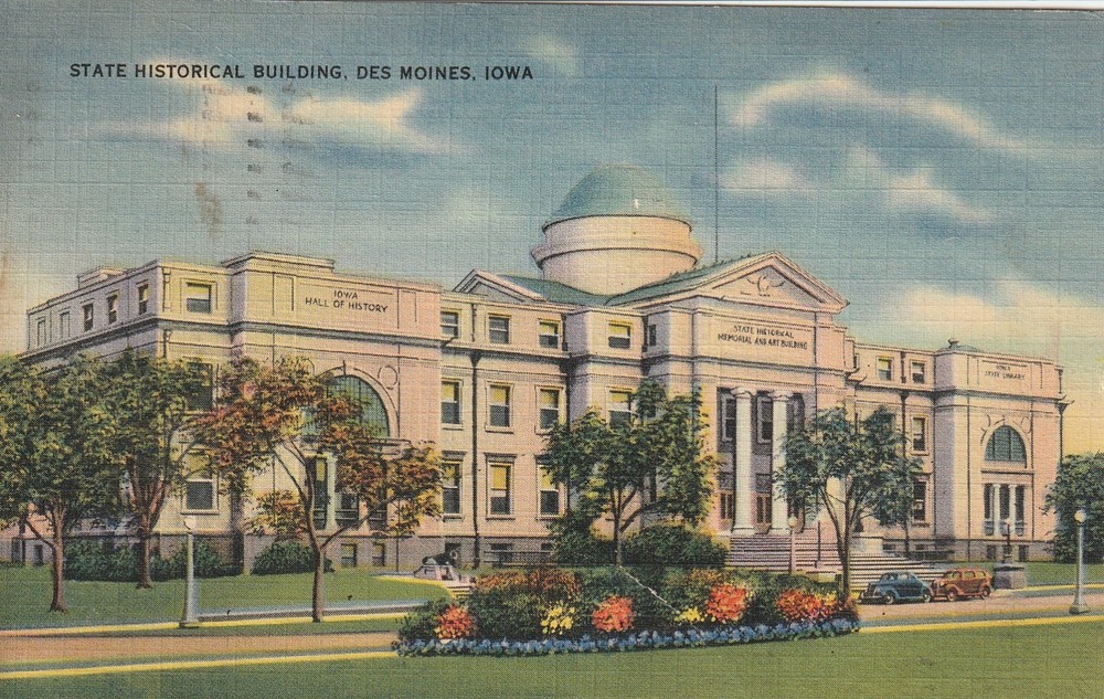 State Historical Building Des Moines Iowa IA Linen Postcard A 7894
