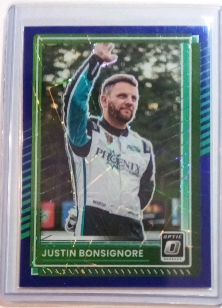 2025 Panini Donruss Nascar - Justin Bonsignore #21 Optic Blue Velocity Prizm