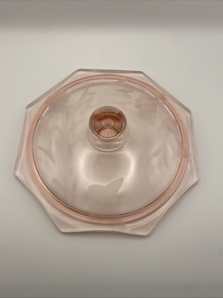 Pink Depression Glass  Octagon Lid Replacement For Candy Dish Lid Only