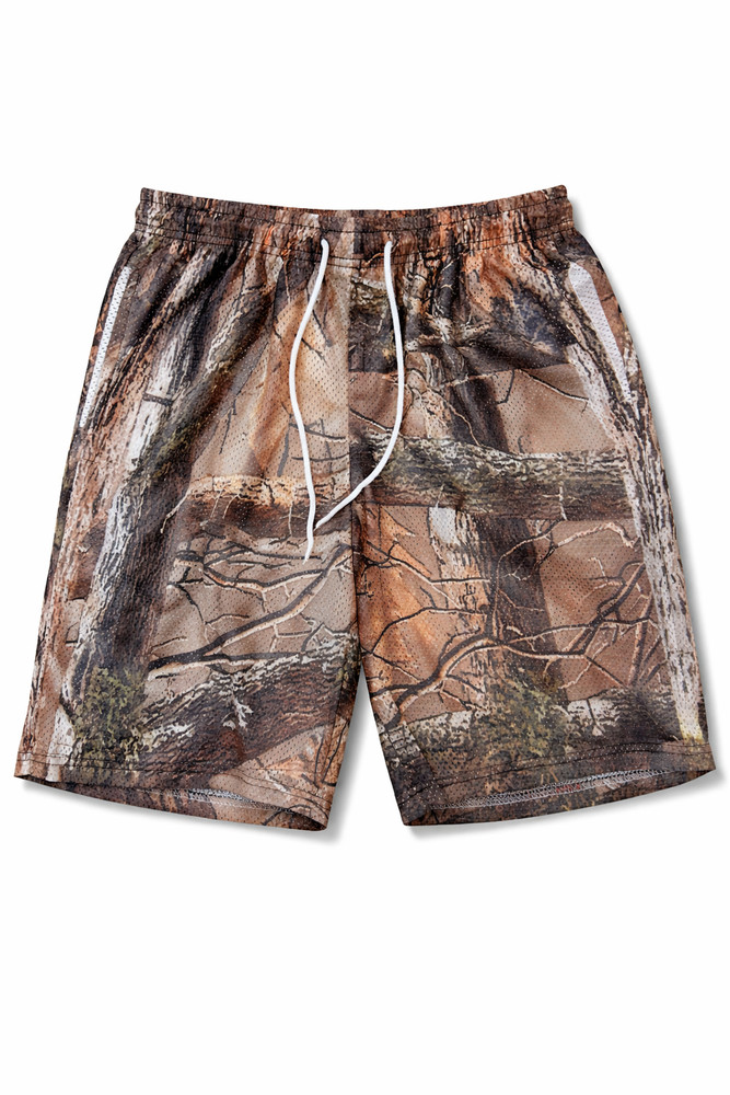 Men's Sz M-XL Camo Mesh Graphic Print Athletic Shorts with Pockets Elastic Waist
