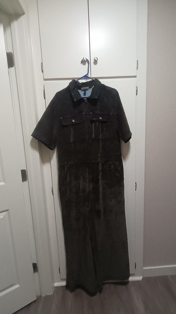 Size 16 Rayon Velvet Coveralls Jumper Short Sleeve Drop Crotch