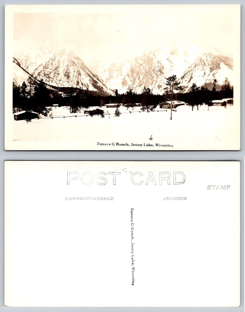 Square G Ranch Jenny Lake Wyoming Teton Mountains RPPC Real Photo Postcard