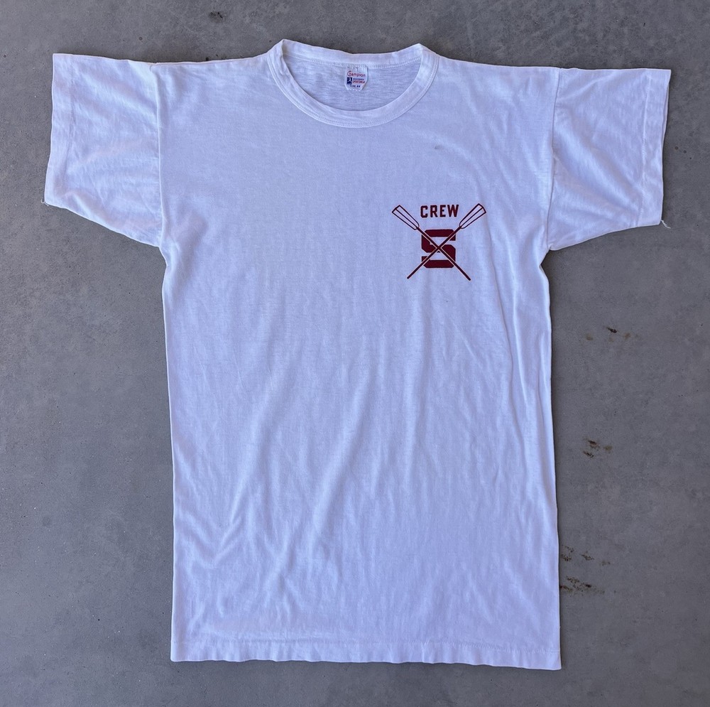 Vintage 50s Shirt Size 44 Champion Running Man Rowing Crew Stanford ? University