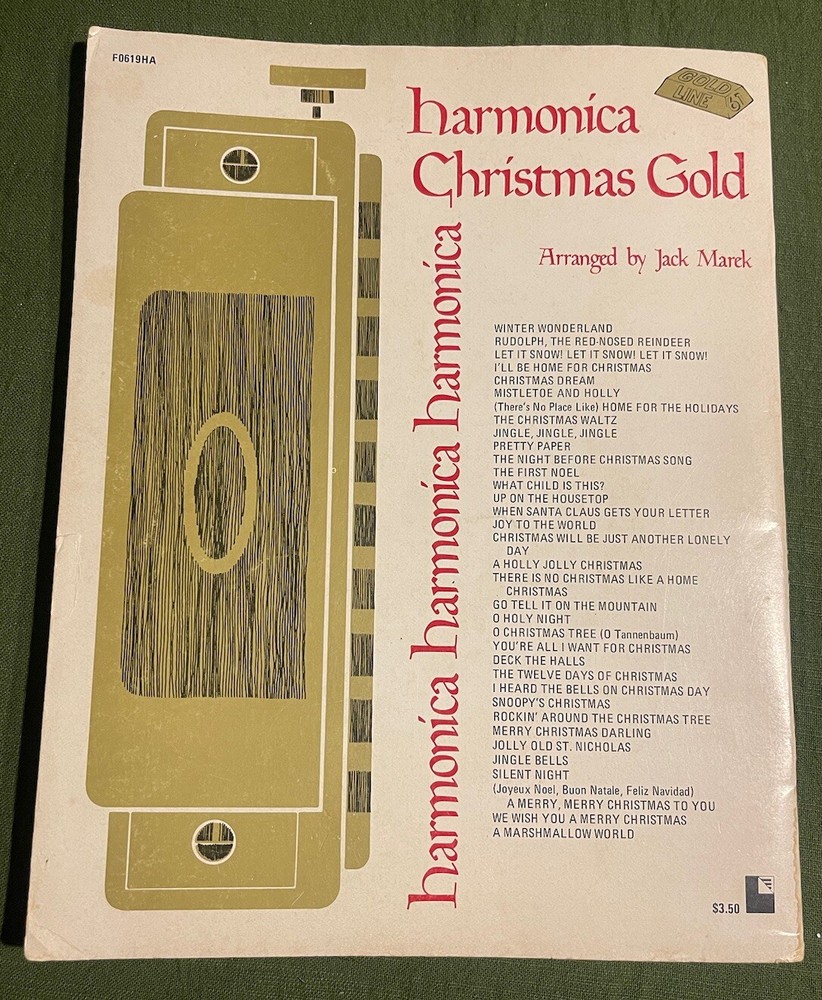 Vintage 1975 - Harmonica Christmas Gold - Sheet Music SC Book - Jack Marek