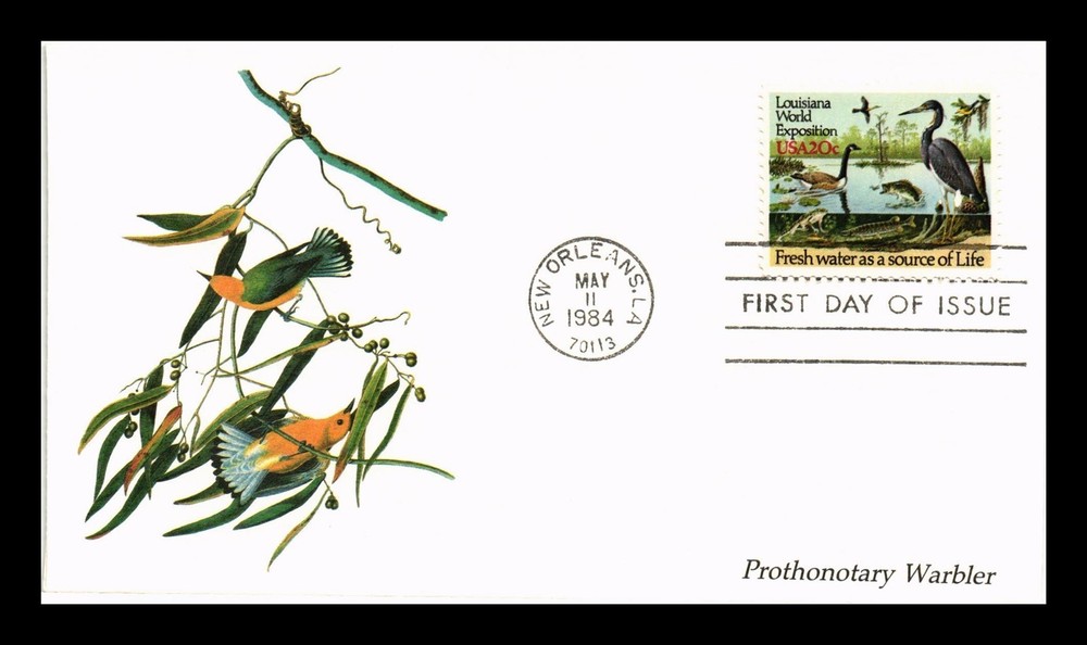 Dr Jim Stamps Us Cover Louisiana World Exposition Fdc Prothonotary Warbler