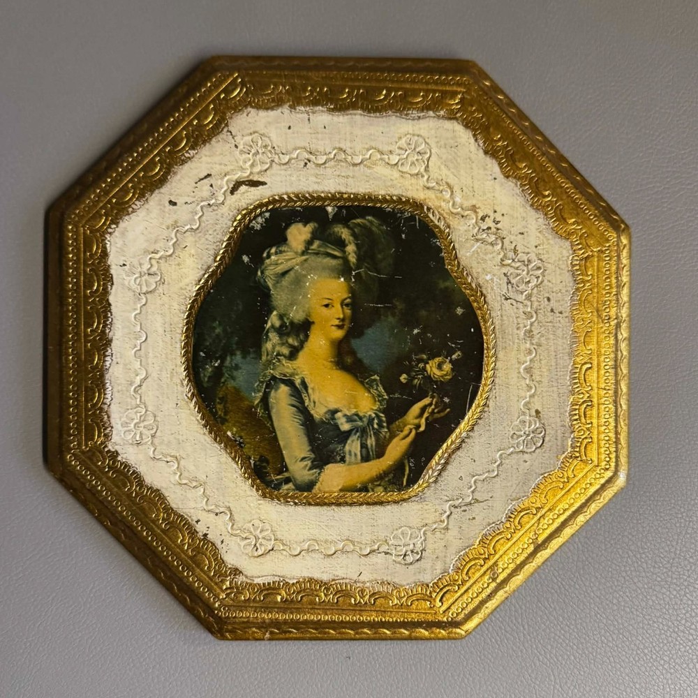 Vintage Made in Italy Florentine Gilden Gold Picture Marie Antoinette