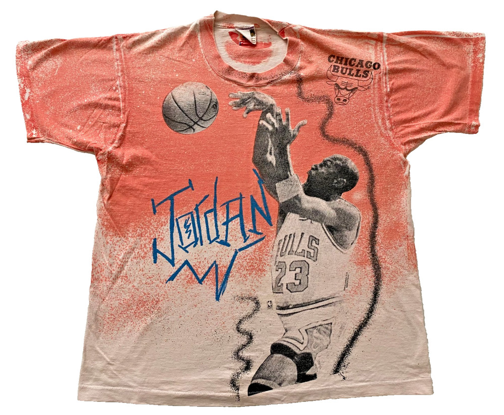 Vtg 90's Michael Jordan Magic Johnson T's All Over Print Tee XL Chicago Bulls