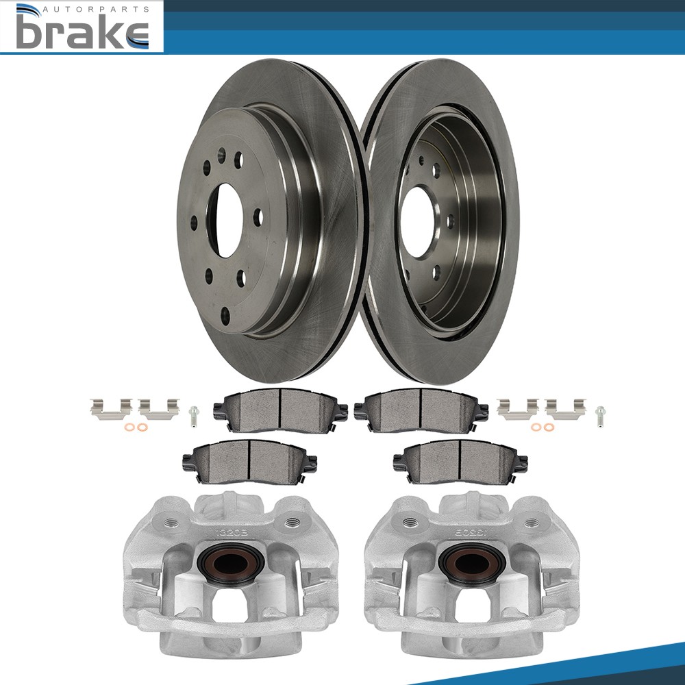 Pair Rear Brake Calipers Rotors and Ceramic Pads For 2008 - 2017 BUICK ENCLAVE