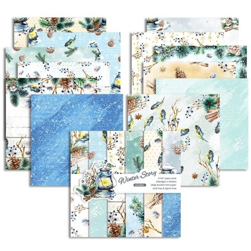 24 Sheets 12 Designs Winter Story Decorative Acid Free Scrapbook Paper 6