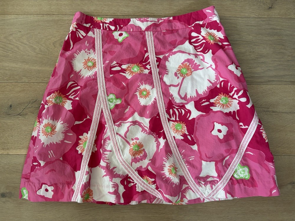 Lilly Pulitzer 100% cotton lightweight lined floral spring summer skirt - size 6