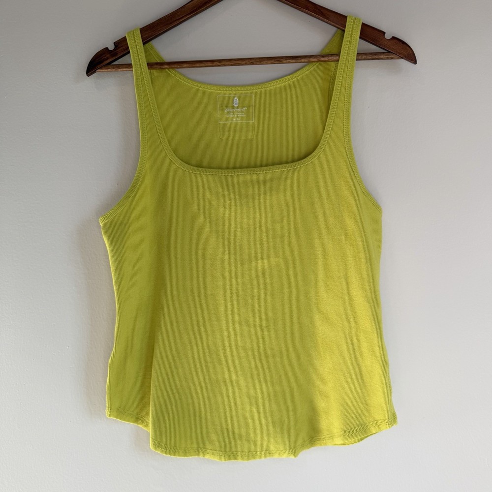 Free People Movement Step One Tank Womens XL Green Ribbed Stretch Top