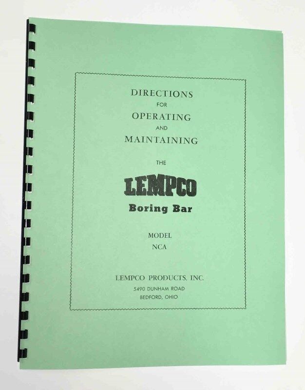 Lempco Model NCA Portable Boring Bar Manual