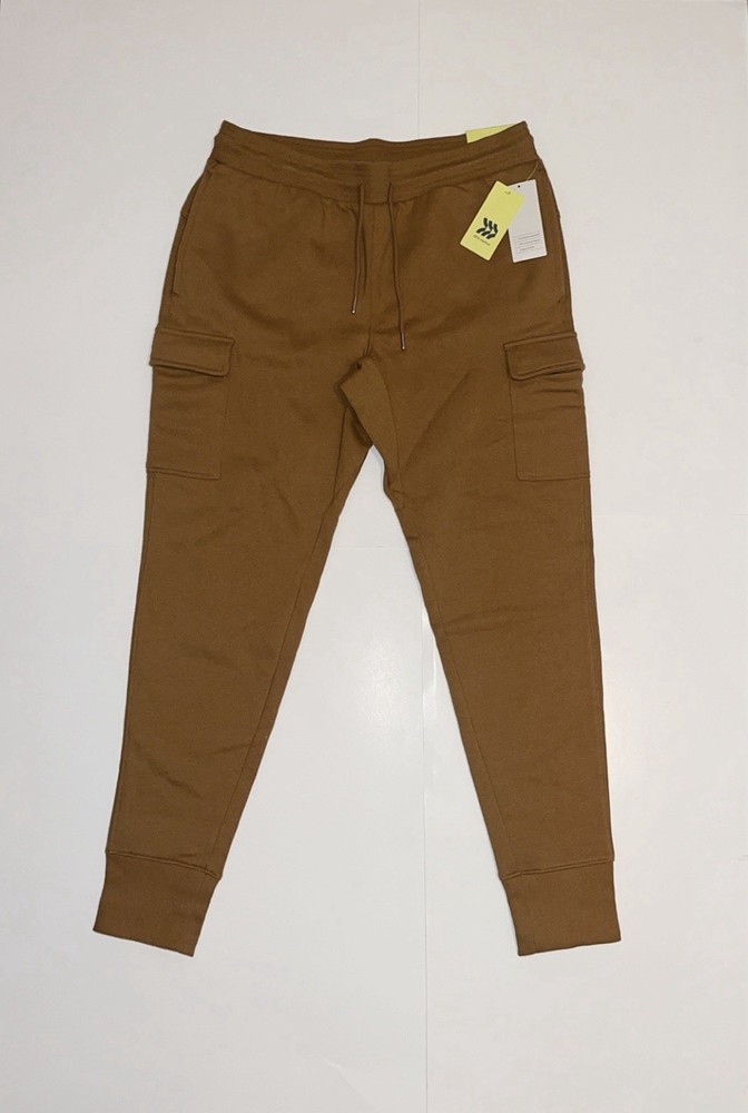 Men’s All In Motion Cotton Fleece Jogger Size Medium Brown Drawstring Waist NWT