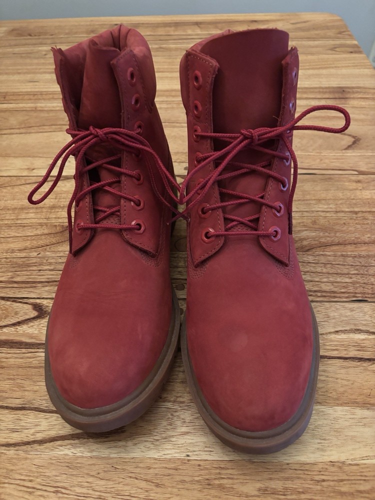 TIMBERLAND MEN'S CLASSIC WATERPROOF BOOT RED NUBUCK Size 8.5