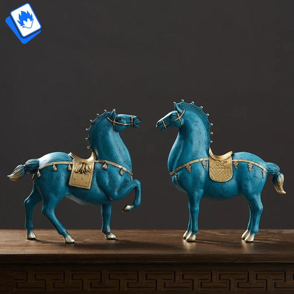 🏛 Modern Decorative Statue Chinese Horses 24cm✨ Collectible Ornament
