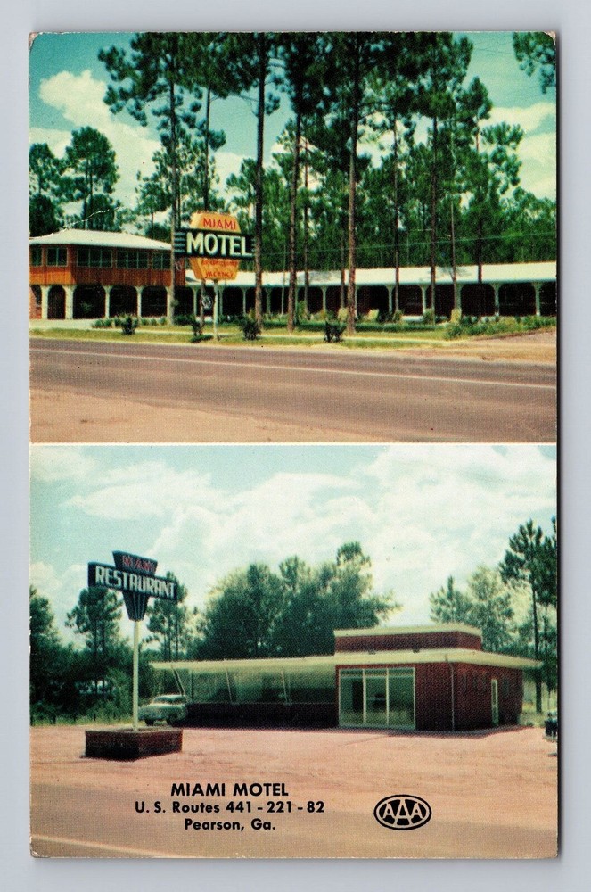 Pearson GA-Georgia Miami Motel and Restaurant Vintage Postcard