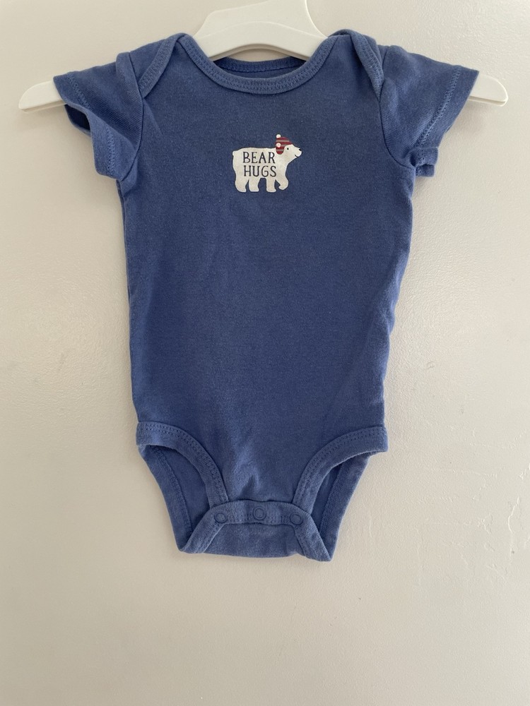 Carter's Baby Boys Bear Hugs Graphic 100% Cotton Short Sleeve Bodysuit Blue 3M