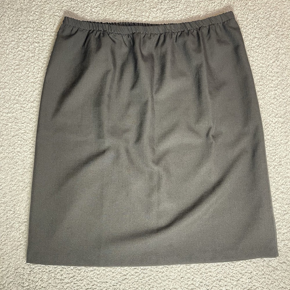 Women's Black Pencil Skirt Size 14 Elastic Waist Knee Length Pull On USA