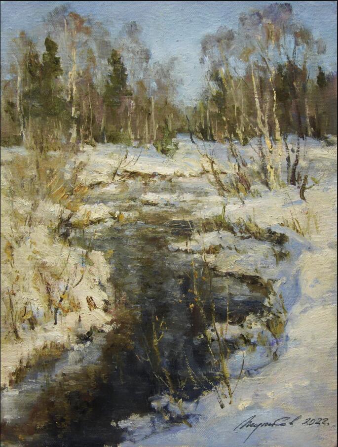 Beautiful oil painting landscape Easy River-Spring handpainted on canvas Decor