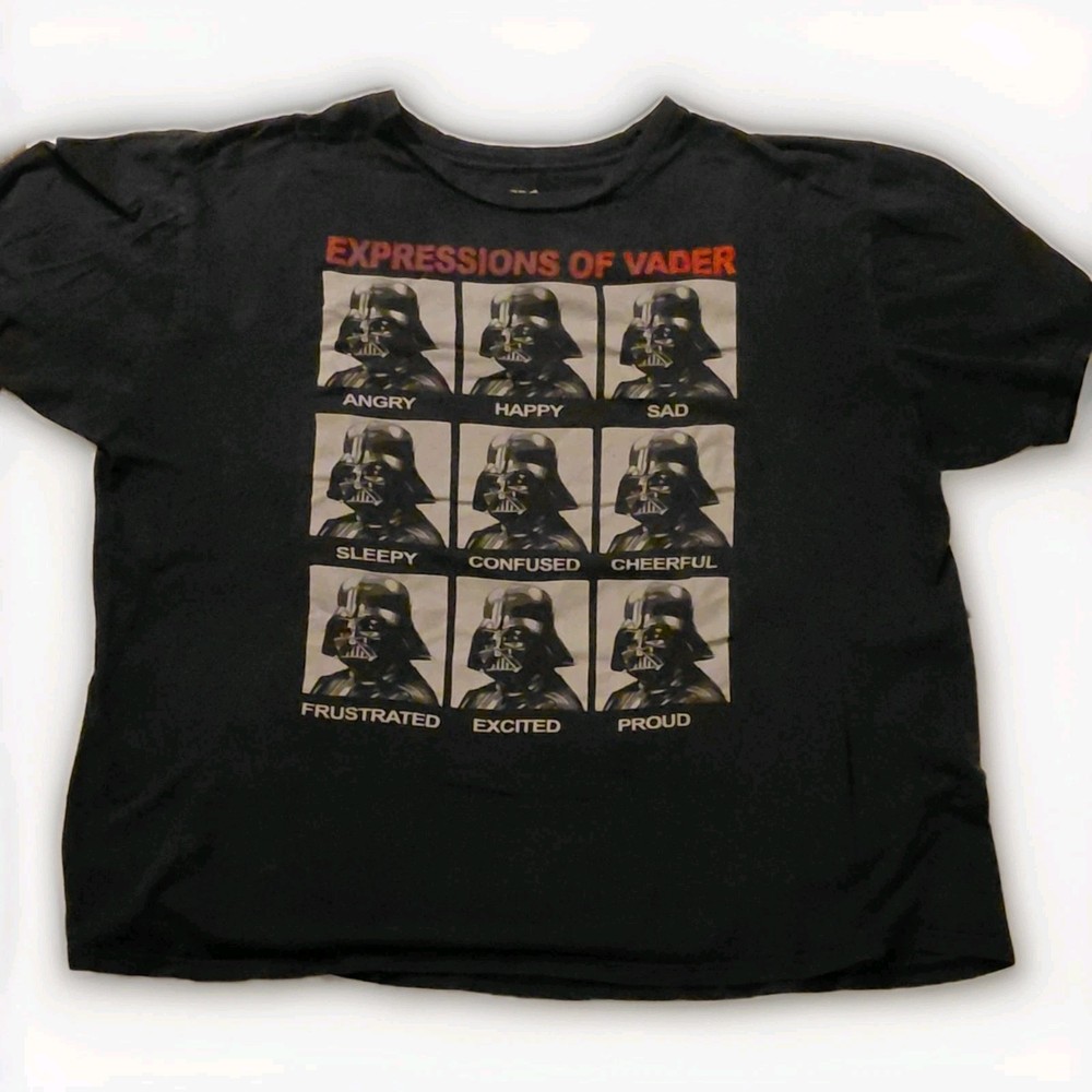 Expressions of Vader Black T-Shirt~Darth Vader Angry/Happy~Adult Large~Used