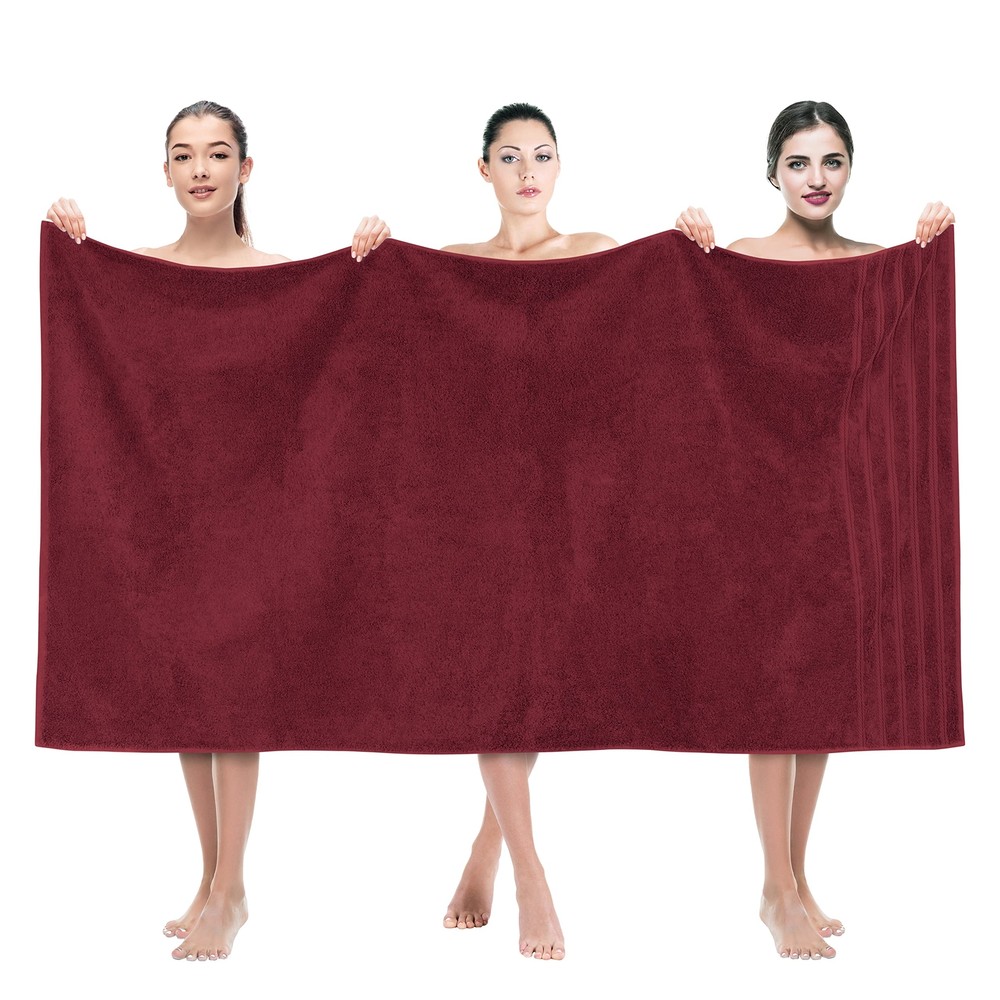 Jumbo 35x70 Cotton Turkish Bath Towels for Bathroom Beach Pool - Bordeaux
