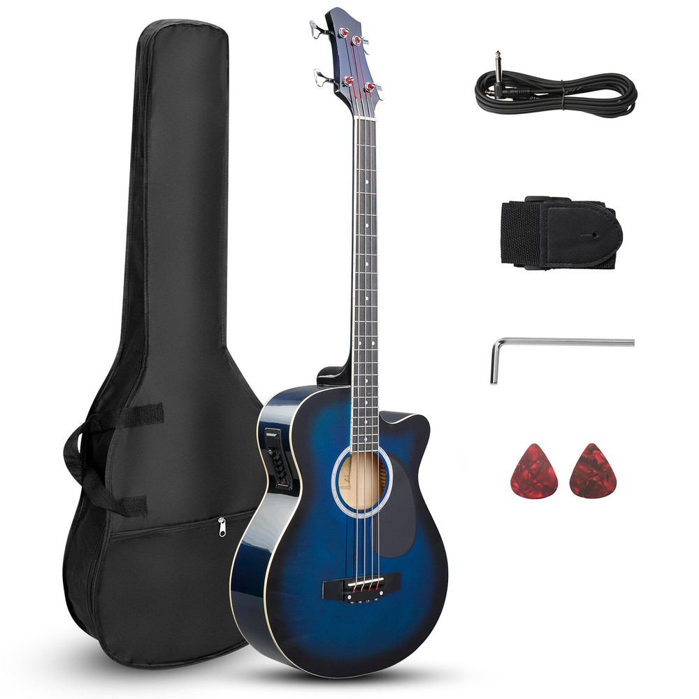 Glarry Full Size Acoustic Electric Bass Guitar EQ Beginner Kit With Bag