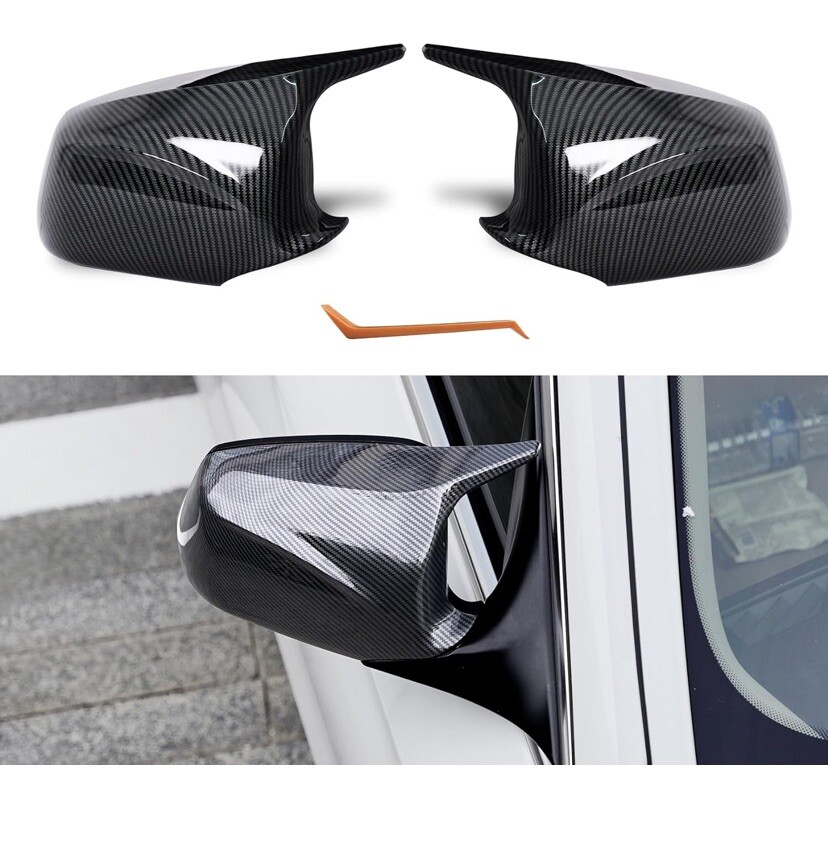 Carbon Fiber Style Side Mirror Cover Cap for BMW 14-18  F10 F11 F18 5-Series LCI
